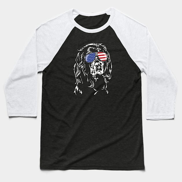 Proud Gordon Setter American Flag sunglasses dog Baseball T-Shirt by wilsigns